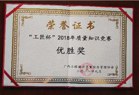 米兰集团有限公司
喜获全区“工匠杯”2018年质量知识竞赛佳绩